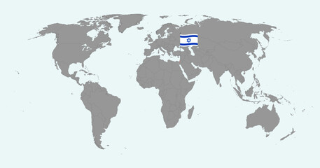 Pin map with Israel flag on world map. Vector illustration.
