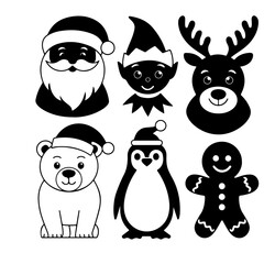 set of christmas characters