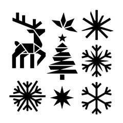 Fototapeta premium set of Reindeer | christmas tree | snowflake 
