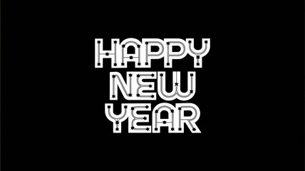 Happy new year text typography, New Year text logo template with bold font written in vector design	
