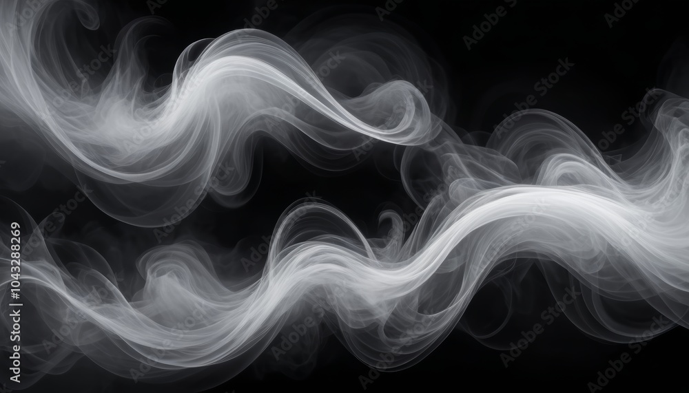 Poster delicate trail of abstract smoke drift and curl in the air, forming intricate patterns as they inter