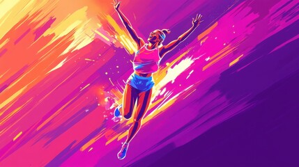 Enthusiastic Runner Celebrating Finish Line Achievement