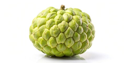 Fototapeta premium Ripe custard apple on white background, close-up macro