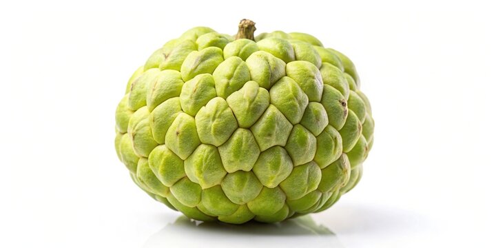 Ripe custard apple on white background, close-up macro