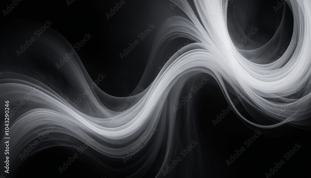 Poster delicate trail of white abstract smoke intertwine gracefully in an artistic representation, contrast