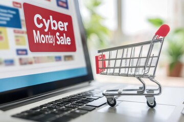 Payment Screen Checkout: A checkout page on an online store with a final total showing discounts applied, and a large "Cyber Monday Sale" logo at the top.