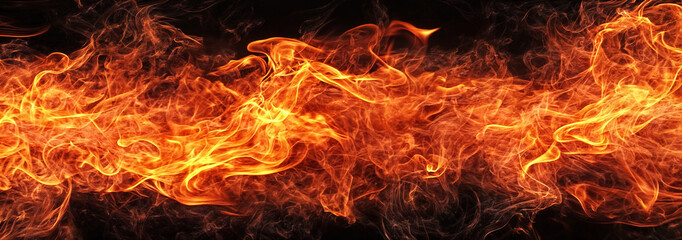Fototapeta premium Flaming fire on dark background