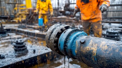 Industrial oil production facility with pipeline focus
