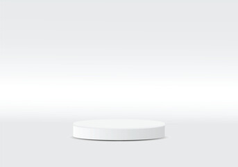 Product display, White podium and background with abstract minimal scene for product and brand presentation, Abstract podium composition, White background copy space, 3d vector illustration.
