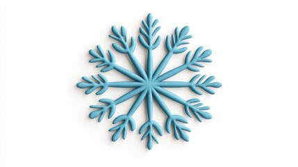 Intricate blue snowflake design on a white isolated background, perfect for winter-themed projects. Playful and clay art.