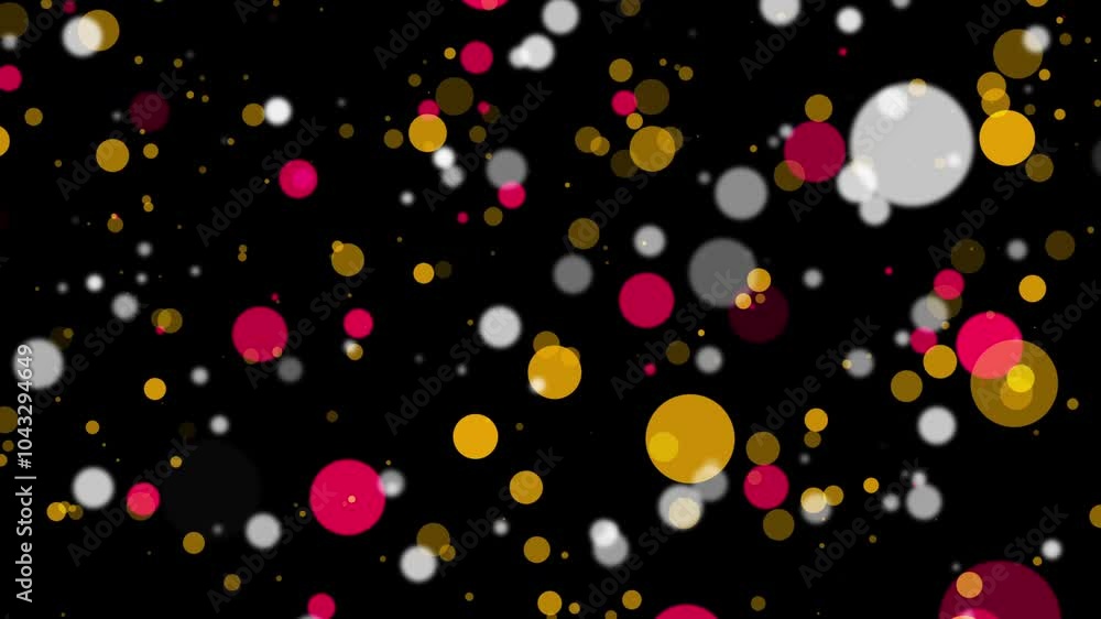 Poster animation loop glow white pink orange bokeh particles animation flowing on black abstract background