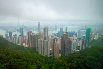 Fototapeta premium Skyline of Hong Kong at daytime from Victoria Peak