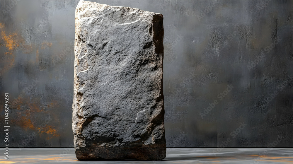 Poster stone block on concrete background - realistic image