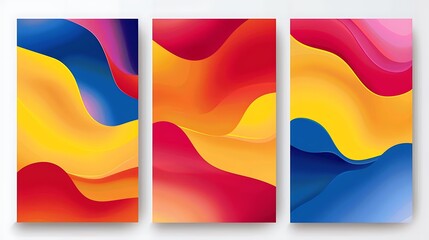 Obraz premium Three Poster Frame with Modern Abstract Geometric Shapes, Floral Artwork Wall decoration Background