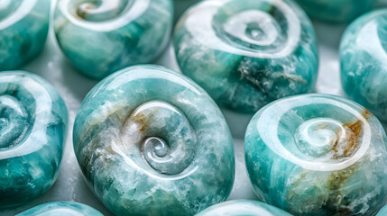 Enchanting Amazonite Crystal Background with Swirling Designs and Luminous Qualities for Serenity