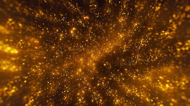 Gold Glitter Particles Background. Swirling Sparkling Particles. Looped video.