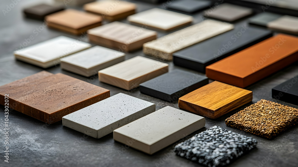 Poster collection of various material samples - realistic image