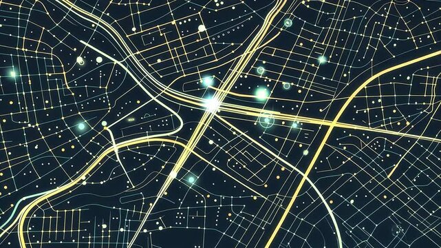 gps map navigator system animation. route destination 3d city streets. searching direction, track or address. pin location detection. mapping technology and locate position high tech motion background