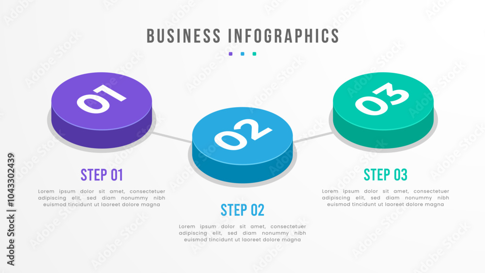 Wall mural a colorful 3-step circular infographic template for business processes or project management. includ