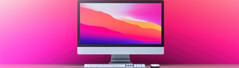 Naklejka premium A sleek computer monitor displaying a colorful abstract background.