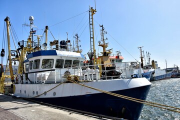 Fishing trawlers in the Scheveningen harbors. Scheveningen Harbor or Scheveningen Haven.
scheveningen, the hague, netherlands, holland , Europe
