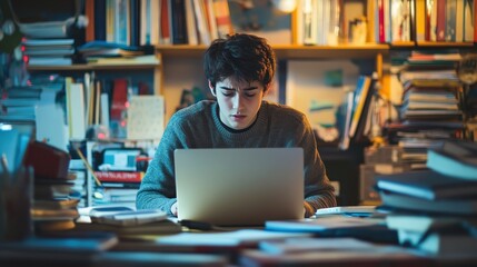 Struggling Student Engaged in Remote Learning at Home