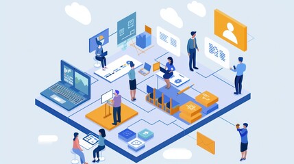 Obraz premium Teamwork and Collaboration in a Modern Office Environment