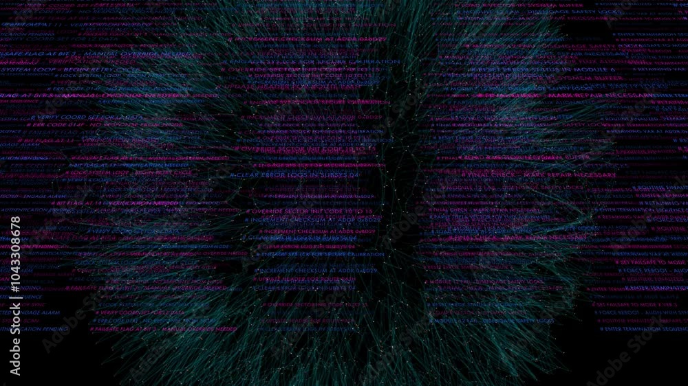 Aufkleber abstract digital explosion of data with glitchy text and lines spreading outward