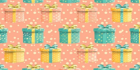 Colorful gift box pattern illustration with minimalistic design for festive occasions