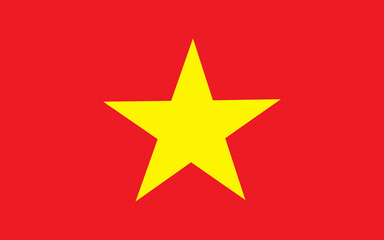 The flag of Vietnam. Flag icon. Standard color. Standard size. A rectangular flag. Computer illustration. Digital illustration. Vector illustration.