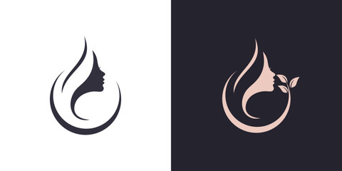 Beauty salon icon logo abstract woman face spa girl vector