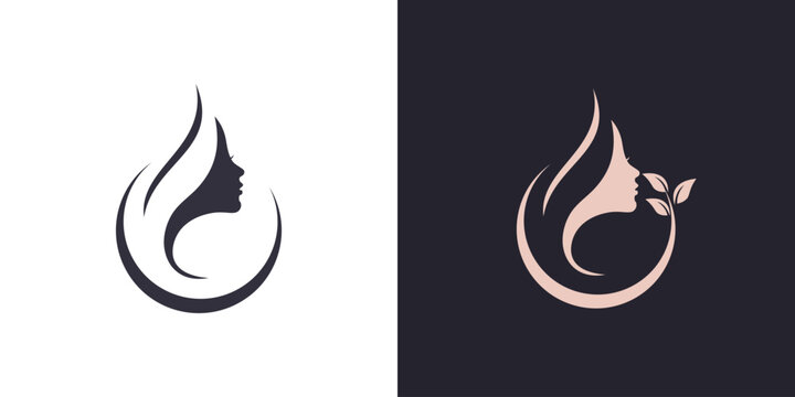 Beauty salon icon logo abstract woman face spa girl vector