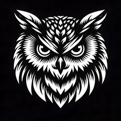 Obraz premium owl logo icon, striking owl head emblem with bold details and minimalist design