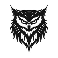 Obraz premium owl logo icon, high-contrast owl logo with sharp, graphic feathers and fierce eyes
