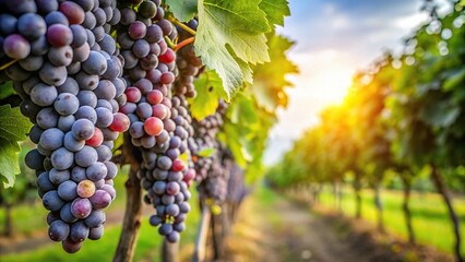 Naklejka premium Ripening Vitis vinifera grapes on the vine in a field