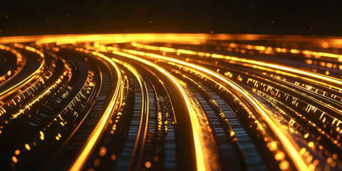 The image is a series of bright orange lines that appear to be moving