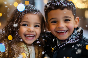 Generative AI image of person celebrating New Year's Christmas by beautifully decorated tree holiday magic advent