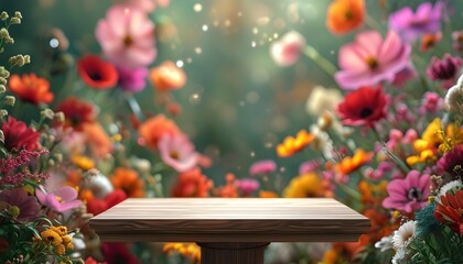 floral inspired wooden podium for promotional displays