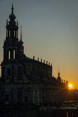 Obraz premium The old town of Dresden at sunset