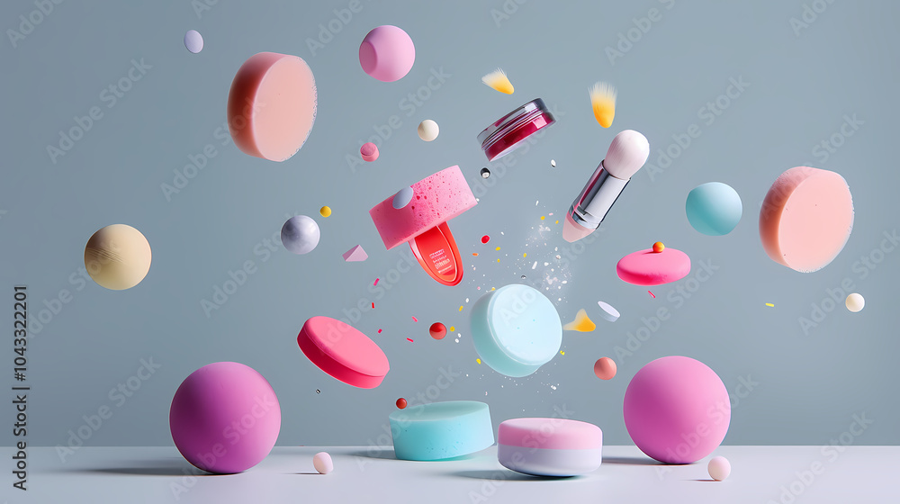 Poster colorful objects generated ai