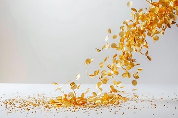 Cascade of Shimmering Gold Confetti Falling Down