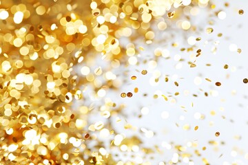 Bright Gold Confetti and Tinsel Gently Falling Down