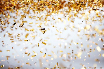 Bright Golden Confetti Gently Flying Through Air
