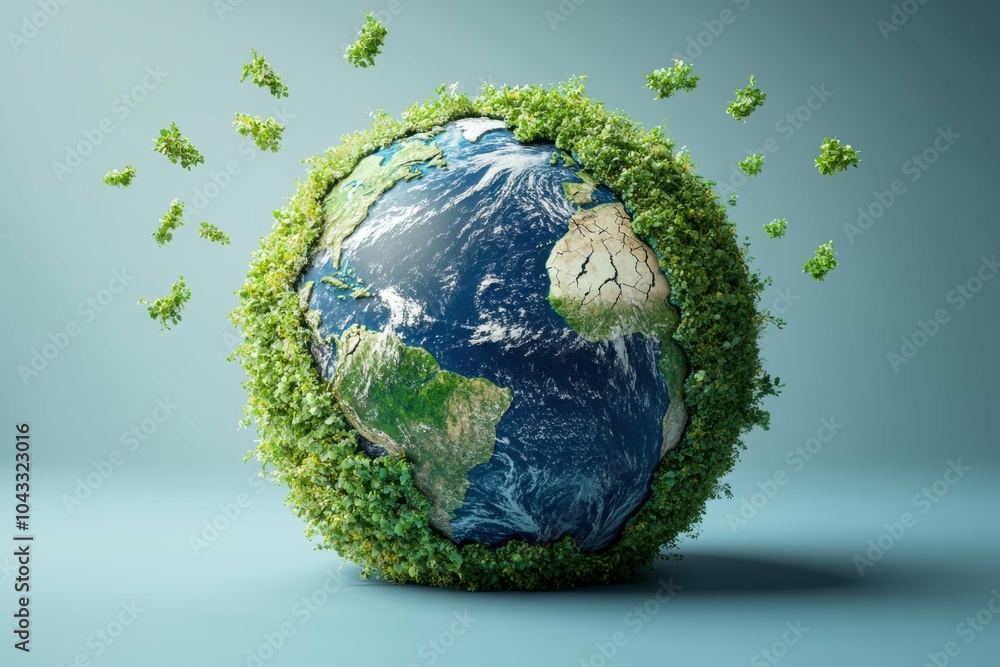 Aufkleber a stylized image of earth with its surface cracking symbolizing the effects of climate change on the