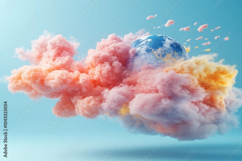 Aufkleber a stylized image of earth with its surface cracking symbolizing the effects of climate change on the