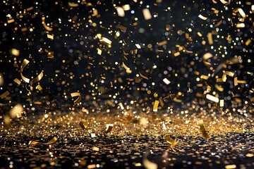 Sparkling Gold Confetti and Tinsel in Motion