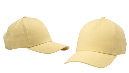 Yellow cap isolated on white background.