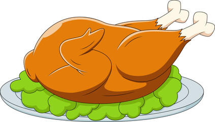 Cute roast turkey cartoon. Autumn vibes