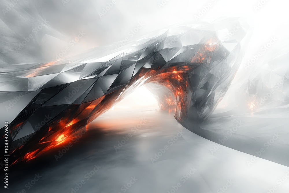 Aufkleber a sharp, angular structure cutting through a soft, glowing background, symbolizing the harsh and uny