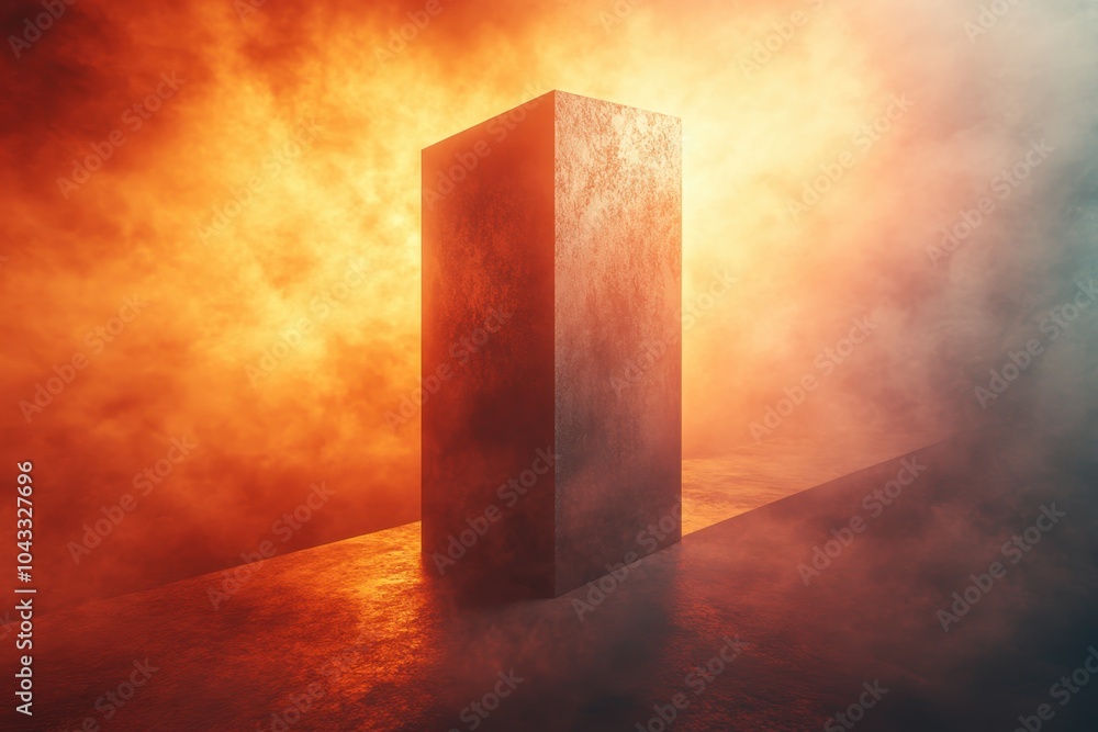 Aufkleber a sharp, angular structure cutting through a soft, glowing background, symbolizing the harsh and uny